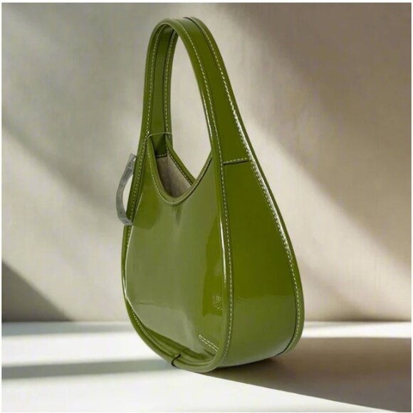 Coach Ergo Bag Crinkle Patent Shoulder Bag Coachtopia Leather Olive CQ003 Green - Picture 3 of 11